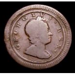 Farthing 1719 Legend continuous over bust Peck 815 VG Rare with all major details bold