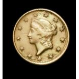 USA Gold Dollar 1851D Breen 6017 Fine with some scuffs and digs