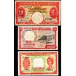 Malaysia and British North Borneo $10 1961 (2) Pick 9a along with Malaya $10 1941 P13 average Fine