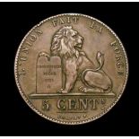 Belgium 5 Centimes 1855 Small 55 KM#5.1 GF with some small edge bruises