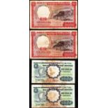 Malaysia and British North Borneo Dollar 1959 (2), $10 1961 (2) Pick 9a and Pick 9 c (serial