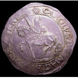 Halfcrown Charles I Exeter Mint 1643 - 45 Briot style horseman small and neat riding over lumpy