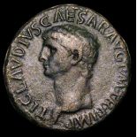 As Ae.  Claudius.  C, 42 AD.  Rev: CONSTANTIAE AVGVSTI, S-C, Constantia, in military dress, standing