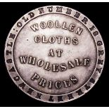 Newcastle-upon-Tyne, Farrer's Woollen Cloth Warehouse, silver advertising ticket, 1864, facade of