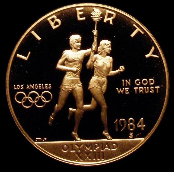 USA Ten Dollars 1984S Los Angeles Olympics KM#211 Proof FDC in capsule