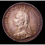 Threepence 1893 Jubilee Head ESC 2103 EF with a red and gold tone, extremely rare in this high