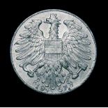 Austria 5 Schilling 1957 KM#2879 EF with surface marks and small scratches, the key date in this