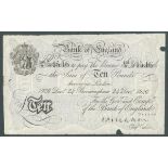 Ten pounds Mahon white German Bernhard forgery WW2 dated 24 December 1926 series 105/V 54546,
