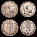 Maundy Set 1907 ESC 2523 A/UNC to UNC and lustrous, the Fourpence and Penny each with a small tone