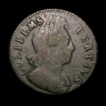 Halfpenny 1700 GVLIELMS error, BRITANNIA with unbarred A's Peck 699 VG but a clear and collectable