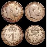Maundy Set 1902 Matt Proof ESC 2518 UNC lightly toning the Threepence and Twopence with some light