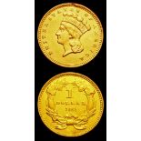 USA Gold Dollars (2) 1857S Breen 6053 VF, 1862 Doubled die Obverse, Breen 6074 NEF ex-jewellery,