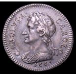 Farthing 1665 Silver Pattern, Obverse 1a, Reverse A, Straight grained edge,  Peck 406 Near EF with