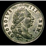 Halfpenny Devon 1789 Plymouth DH8 Obverse Bust of George III right, Reverse Oval shield of Arms