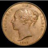 Penny 1848 8 over 7 Peck 1495 UNC or near so with traces of lustre, and some small spots on the