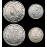 Netherlands (3) Half Gulden 1913 KM#147 Lustrous UNC, 10 Cents 1904 KM#136 UNC or near so and