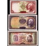 Iran (3) 5 rials issued 1938 Pick32Ad EF, 10 rials issued 1938 Pick33Ac (or 33Ad-date stamp