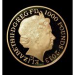 One Thousand Pounds 2013 Coronation Commemorative  (one kilo) Gold Proof obv QEII portrait, Rev