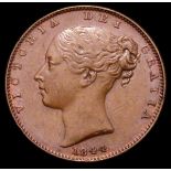 Farthing 1844 Peck 1565 NEF with some light contact marks, rare in this grade