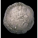 Halfcrown Charles I 1642 Oxford Mint S.2952 Shrewsbury horseman with ground line, Reverse Three