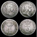 Maundy Set George I a mixed date set comprising Fourpence 1721 ESC 1895 Near Fine, Threepence 1717