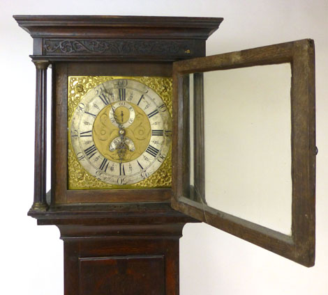 A George lll oak long case clock, the brass 12 inch dial with silvered chapter ring, subsidiary - Image 2 of 13