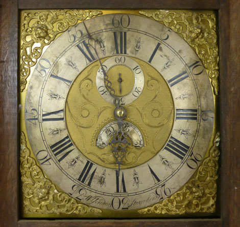 A George lll oak long case clock, the brass 12 inch dial with silvered chapter ring, subsidiary - Image 3 of 13