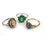 Three dress rings to include an opal mou