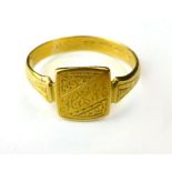 A 22 ct gold signet ring, initalled, wei