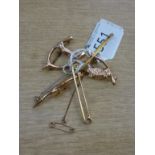 Two 9 ct gold brooches designed as Kooka