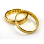 Two 22ct gold wedding bands, 7.8gms appr