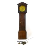 An oak long cased clock, late 18th century/early 19th century, circular brass 13" dial inscribed