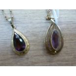 9ct gold and Amethyst mounted pendant an