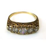9ct gold five stone mounted ring; togeth