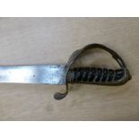 A 19th century cavalry troopers pattern sabre, with three bar hilt with crest to hilt, turned wooden