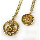 Two 9 ct gold St Christopher pendants an