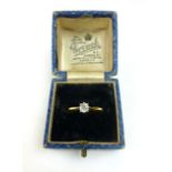 18ct gold mounted solitaire ring