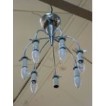 An aluminium six branch ceiling light by Foscarini CONDITION REPORT: No guarantee to working order