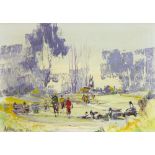 G Deakins,
A walker in a park,
oil on board,
singed,
40 x 29 cm CONDITION REPORT: Good