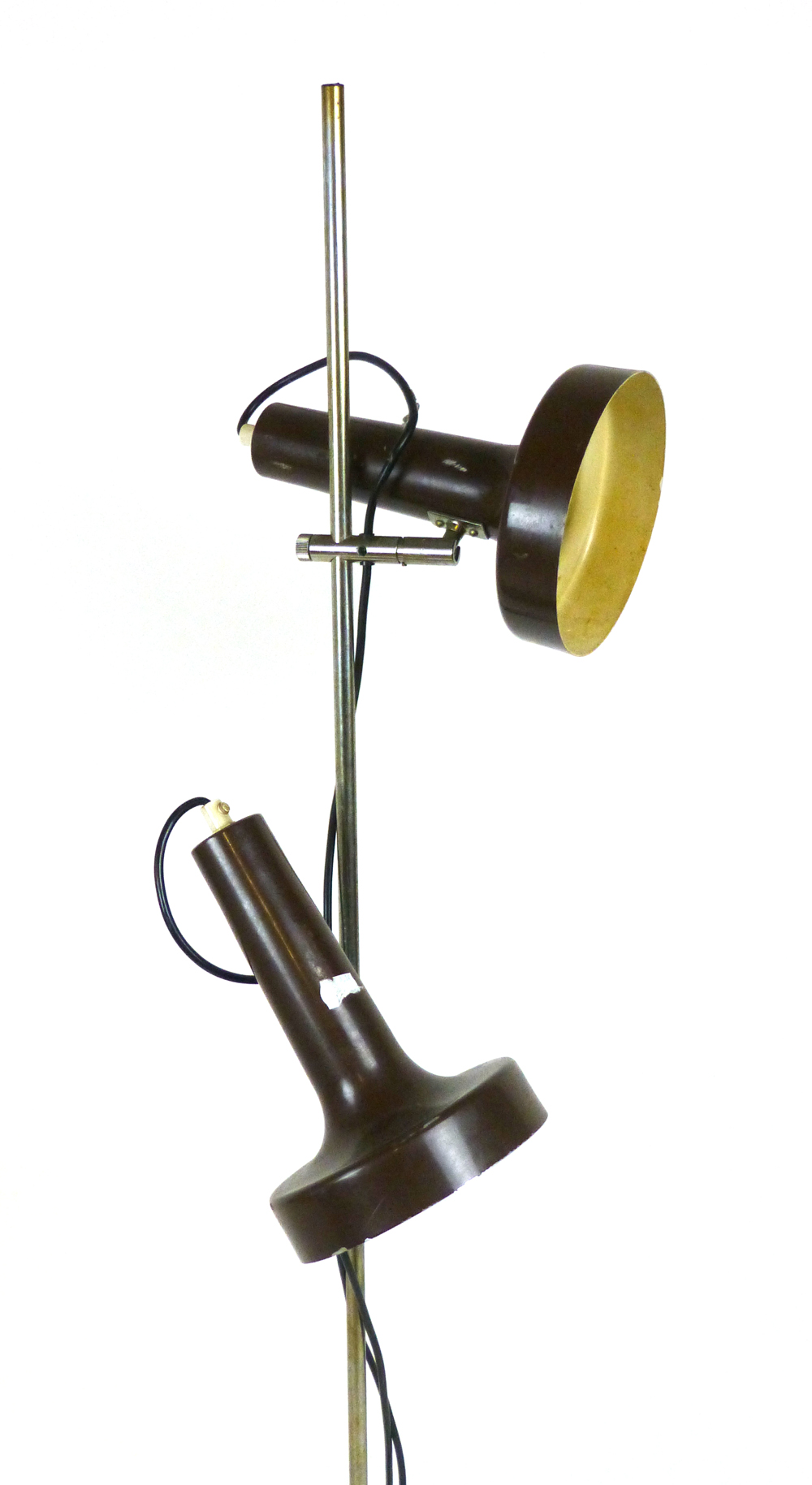 A 1970's twin spot standard lamp in brown with a single aluminium shaft CONDITION REPORT: Dents, - Image 2 of 6