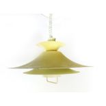 A 1970's white four tier pull-down ceiling light CONDITION REPORT: Knocks and wear, working order