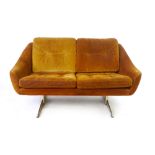 A Danish 1970's suede three-seater sofa on chrome supports by Eran, l. 127 cm CONDITION REPORT: