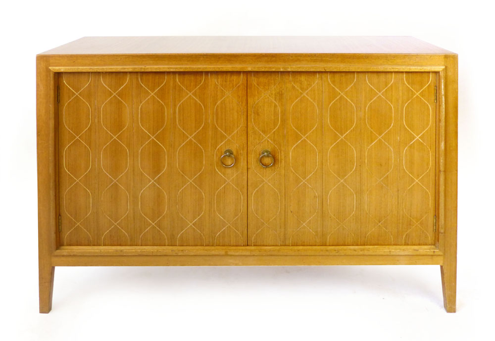 David Booth for Gordon Russell Ltd, a walnut and crossbanded 'Helix' sideboard, the two doors