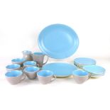 A Poole pottery two tone part tea service in egg shell blue and grey CONDITION REPORT: Some chips