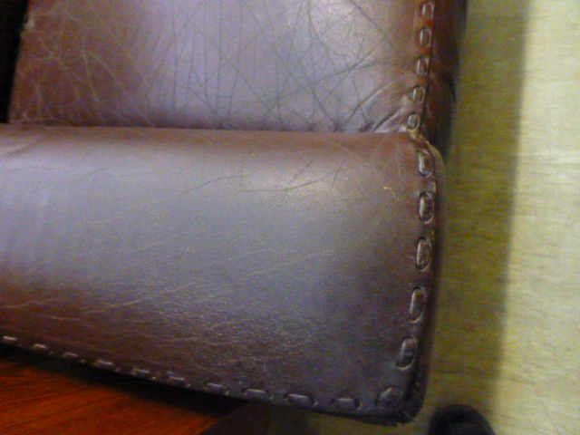 A Danish brown leather armchair on mahogany turned legs by Eran CONDITION REPORT: Structurally sound - Image 4 of 4