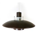 A Danish 1970's brown and white three tier ceiling light  CONDITION REPORT: working order unknown,