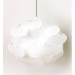 A spherical white perspex ceiling light, h. 50 cm CONDITION REPORT: No guarantee to working order