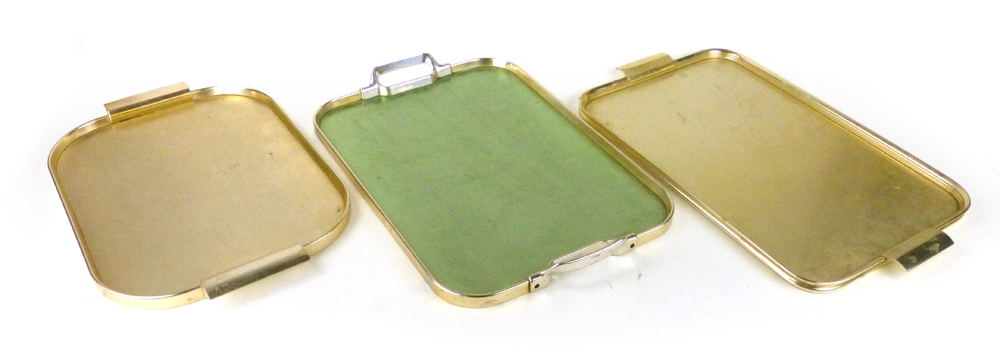 A pair of 1970's anodised serving trays together with another similar CONDITION REPORT: Fair - Image 2 of 2