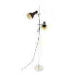 A 1970's metallic brown twin-spot standard lamp on a single shaft CONDITION REPORT: Working order