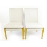 A pair of Parker Knoll 'PK747' beech and part upholstered dining chairs on pad feet CONDITION